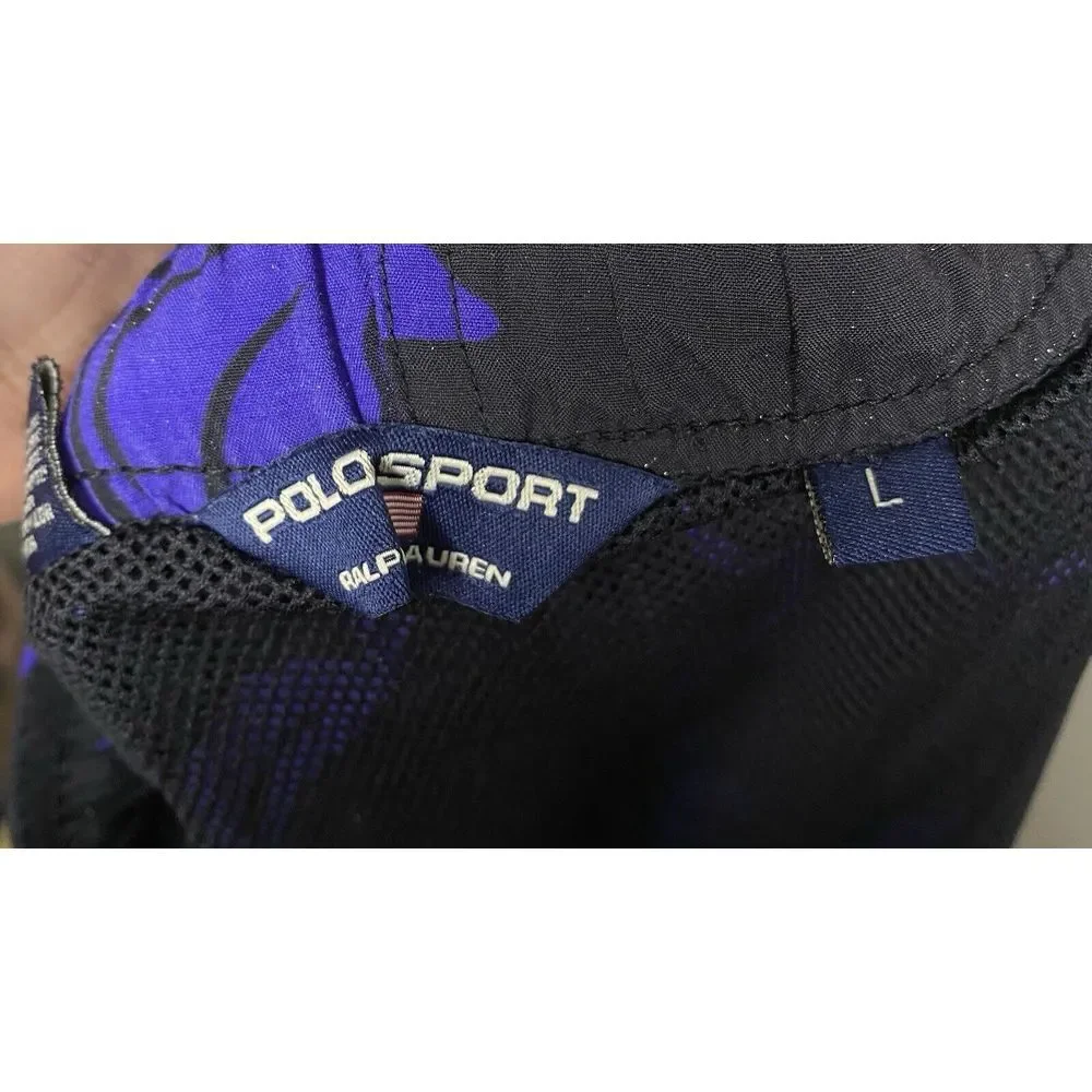 Polo Sport Ralph Lauren Mens Bathing Suit‎ Bottoms Lined Black Purple Floral L